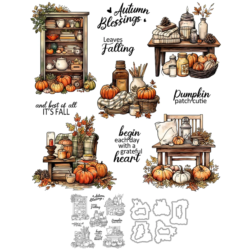 Qoiseys Halloween Thanksgiving Leaf Silicone Clear Stamps And...