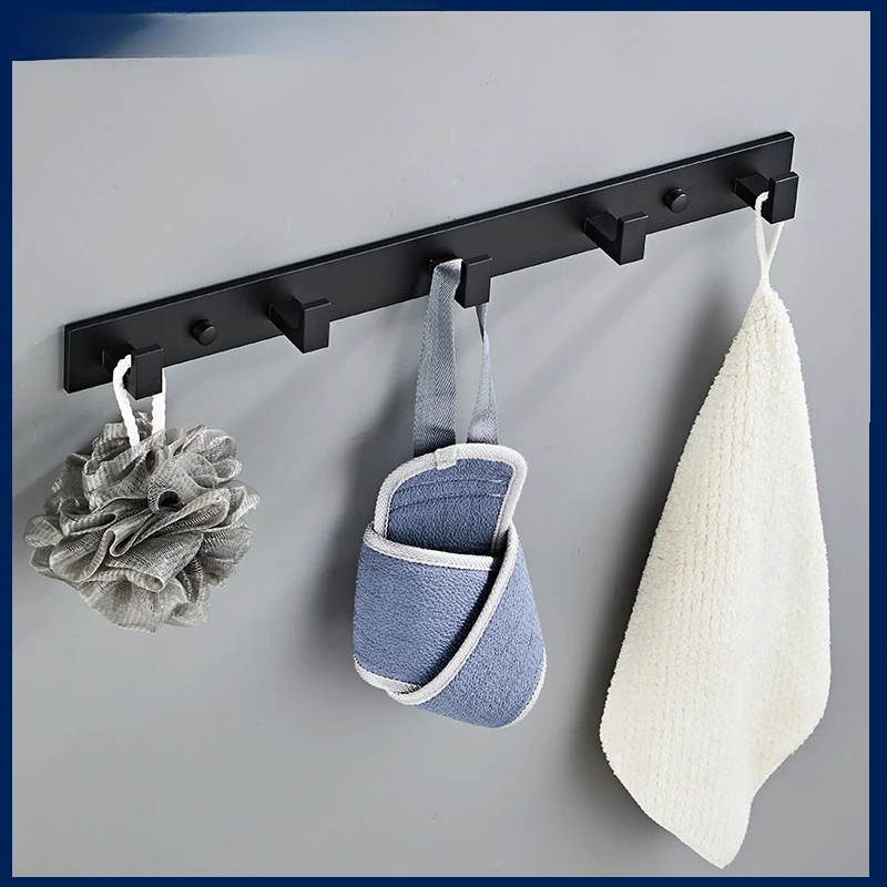 Thicked Bathroom Towel Hook Wall Hanging Door Hook Closet Organizer Hanger Punch-free Storage Rack Multifunction Single Row Hook