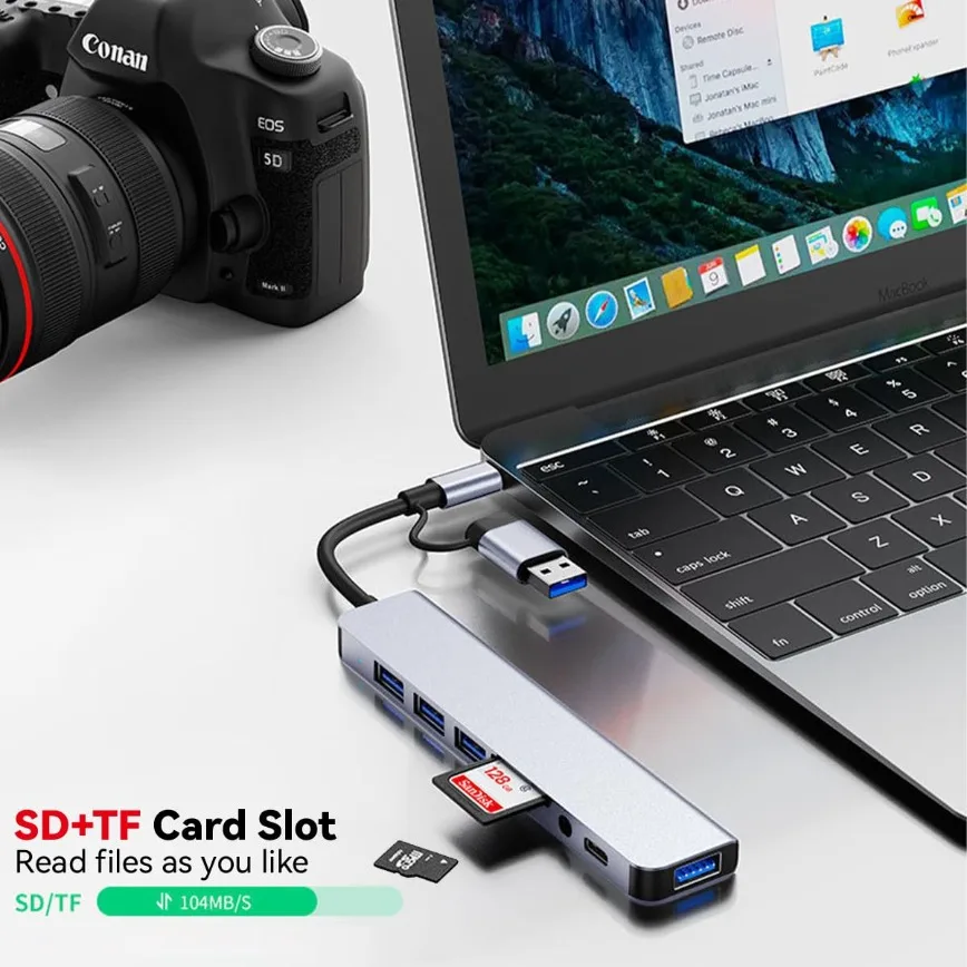 8-in-1 Multi-Port USB & Memory Card Expansion Hub