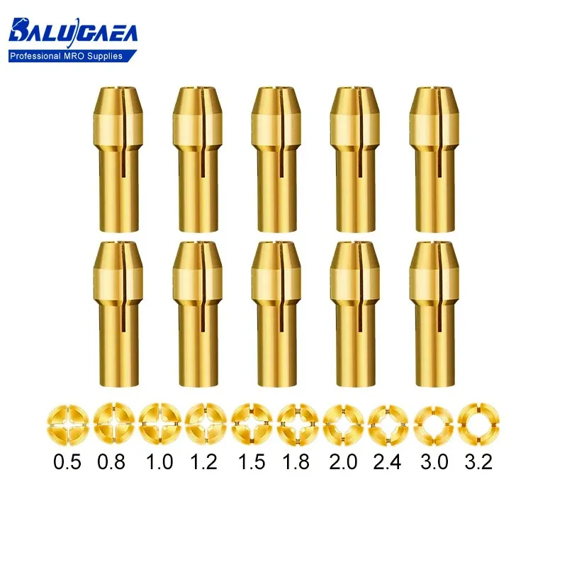 

Mini Drill Collet Chuck 10pcs 0.5-3.2mm 4.3/4.8mm Shank Brass Chucks Adapter for Dremel Rotary Tool Power Tool Accessory