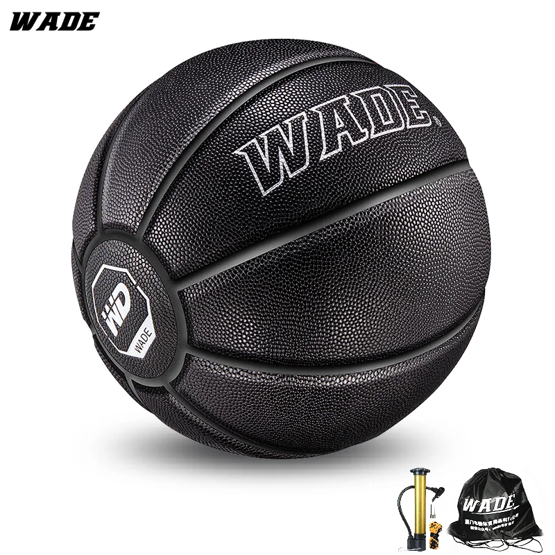 WADE 7# Original Soft PU Leather for Indoor/outdoor High Elasticity Adult Basketball Ball Black Classic Ball basketball balls