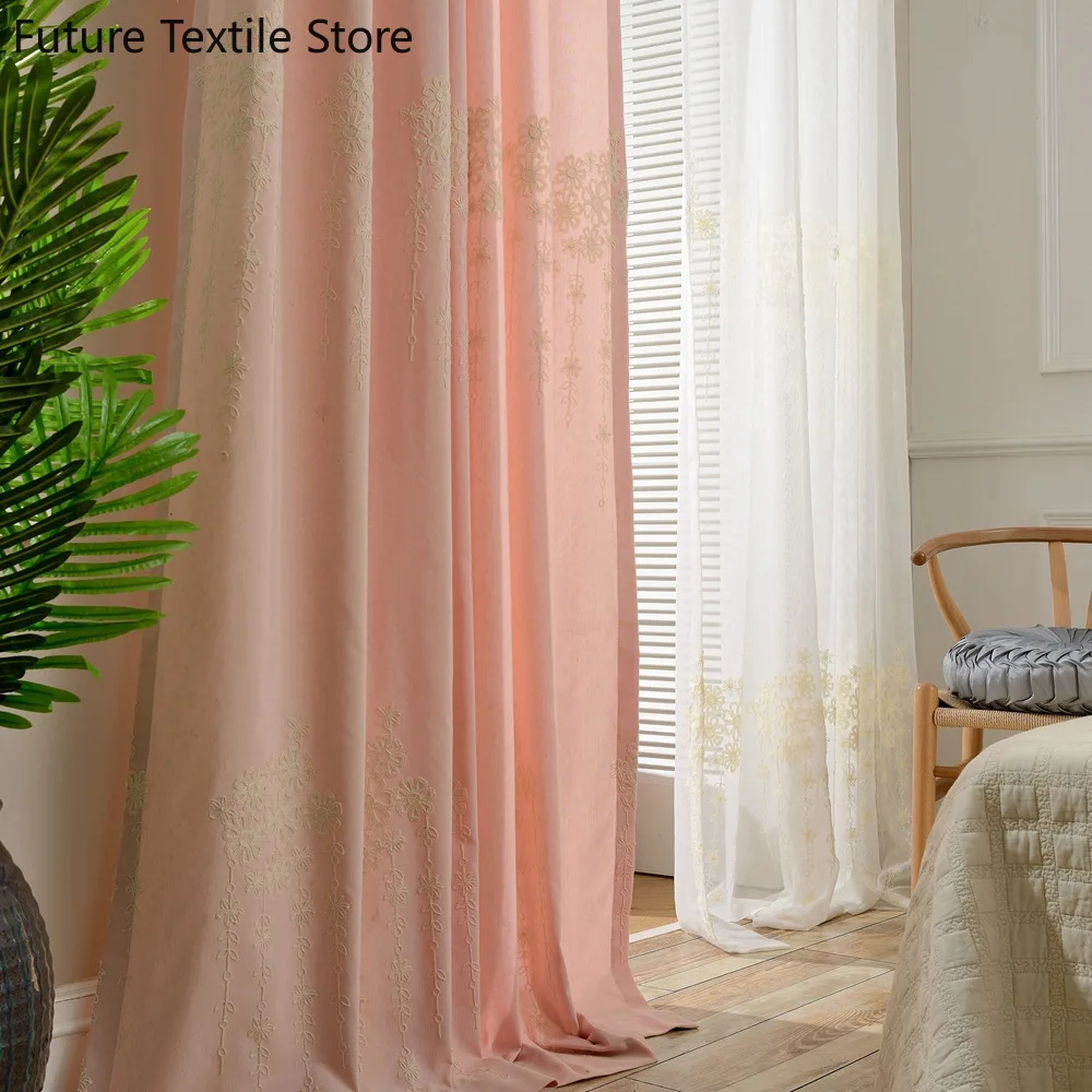 

Curtains for Living Room Dining Bedroom Simple Modern Cotton Linen Curtain Fabric Curtain Fabric Embroidery Factory Direct