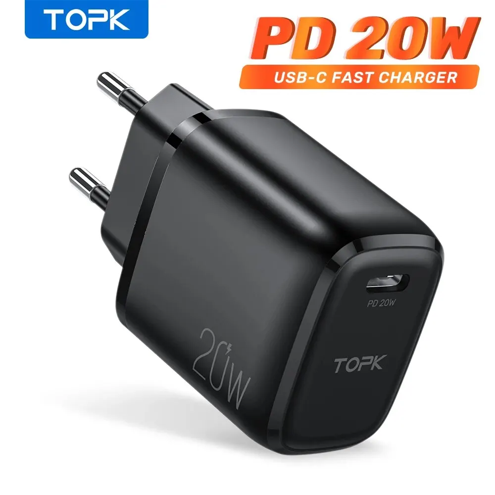  TOPK Fast PD 20W Type C Charger for Phones and Tablets USB C Wall Charger with Quick Charge for iPhone Samsung Google 
