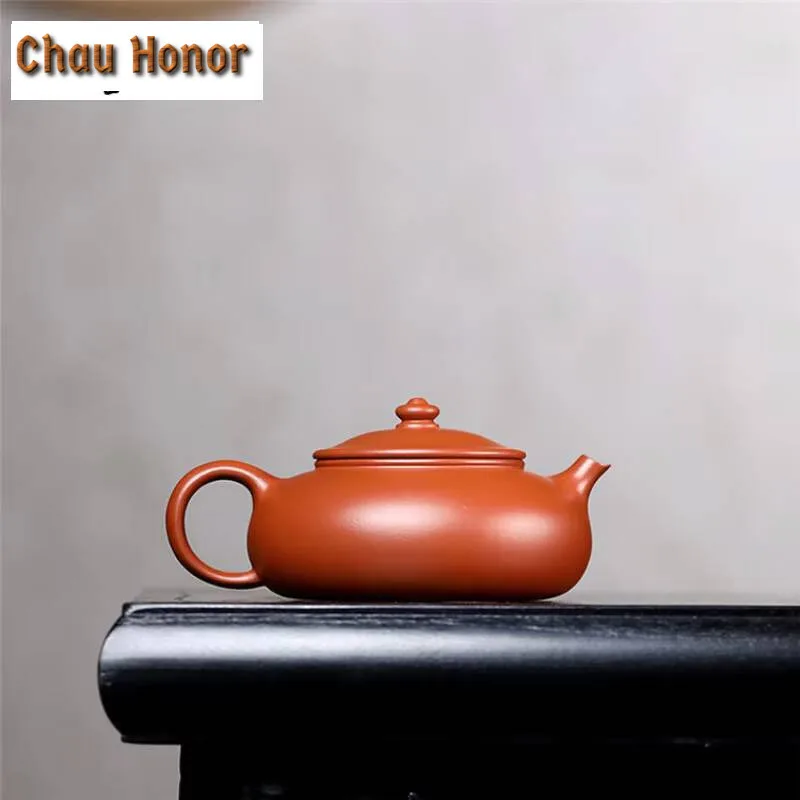140ml Ancient Yixing Purple Clay Teapots Master Handmade Cold River Sketch Pot Raw Ore Zhu Mud Kettle Zisha Tea Set Craft Gift