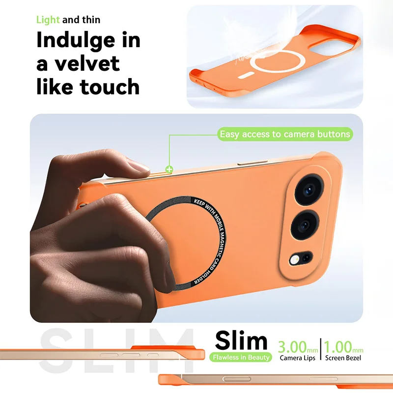 Ultra Slim Frameless Matte PC Case with Magsafe Wireless Charging and Shockproof Protection