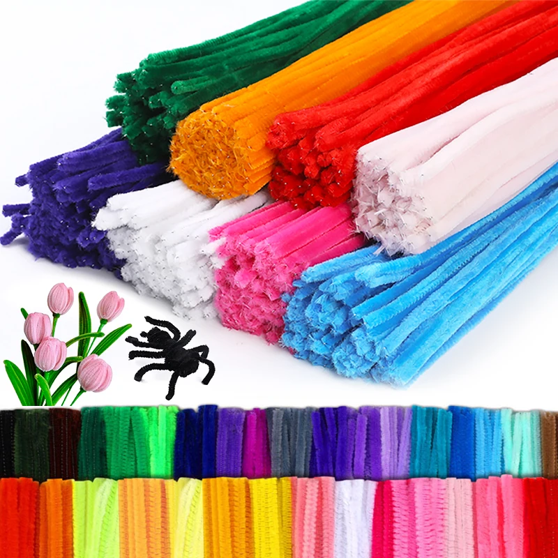 Chenille stem 100Pcs 30cm colors for DIY handcraft wool root fluffy bar twisting decor pipe cleaner plush