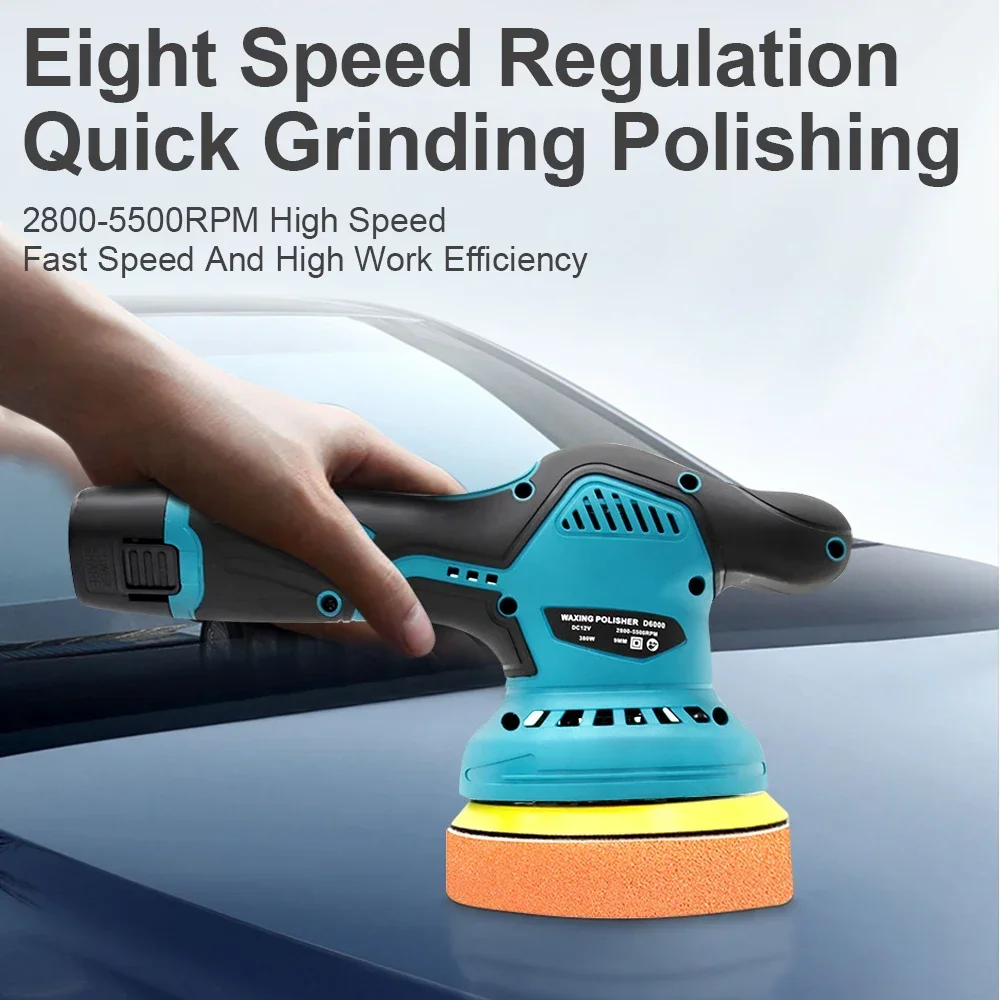 12V Cordless Car Polisher 8 Gears 380W Lithium Electric Polishing Waxing Machine For Repairing Scratches Wireless Sander Polish car polisher