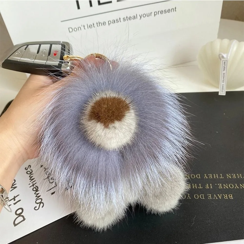 Cute Mink Fur Lion Pendant Long Mane with Tail Lion Keychain Ornaments Soft Cute Animal Keychain Friends Birthday Gifts
