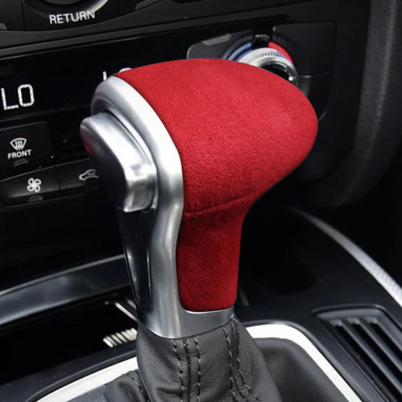 Suede Wrapping Gear Shift Knob Abs Cover Decoration Interior Sticker