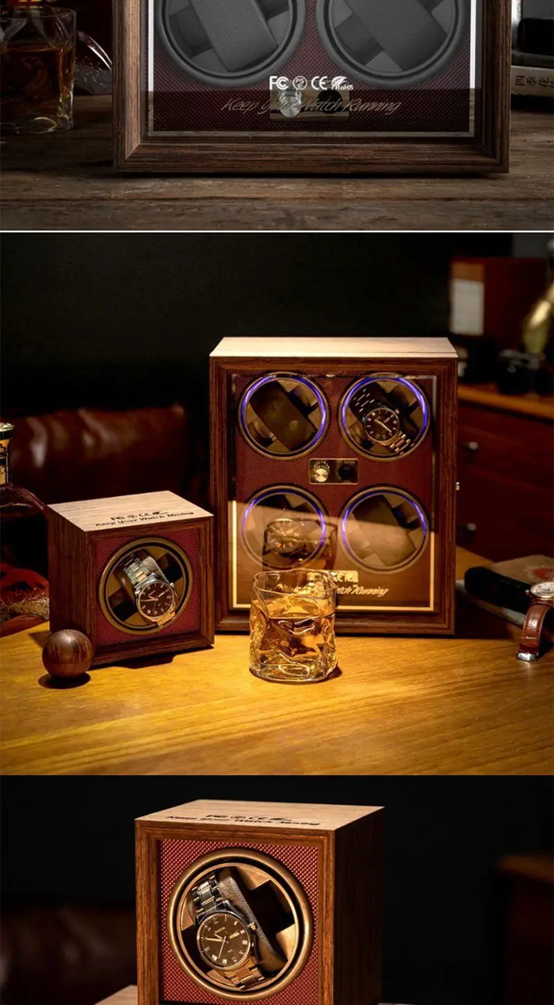 Luxury Automatic Watch Winder – Wooden Retro Organizer with Silent Motor and Anti-Magne... - SKU LAWW1609 - UGI Packaging
