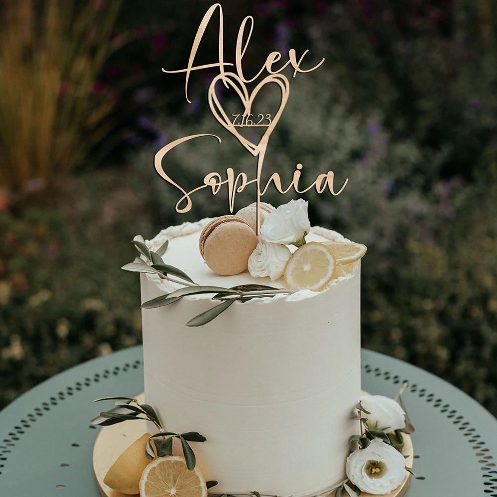 Personalized-Wedding-Cake-Topper-Custom-Acrylic-Cake-Decoration-Rustic ...