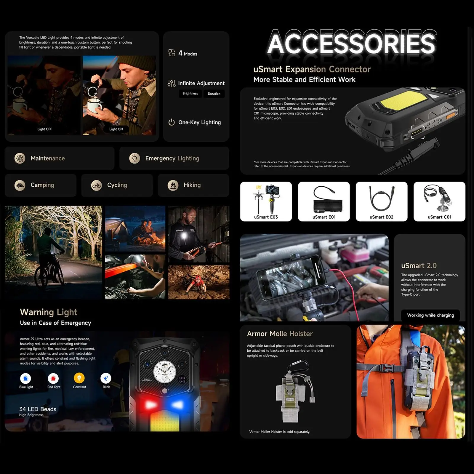 Ulefone Armor 29 Ultra Rugged Phone 16GB+1TB Night Vision Android 15  Dual Screen 120W Flash Charging 21200mAh Smartphone