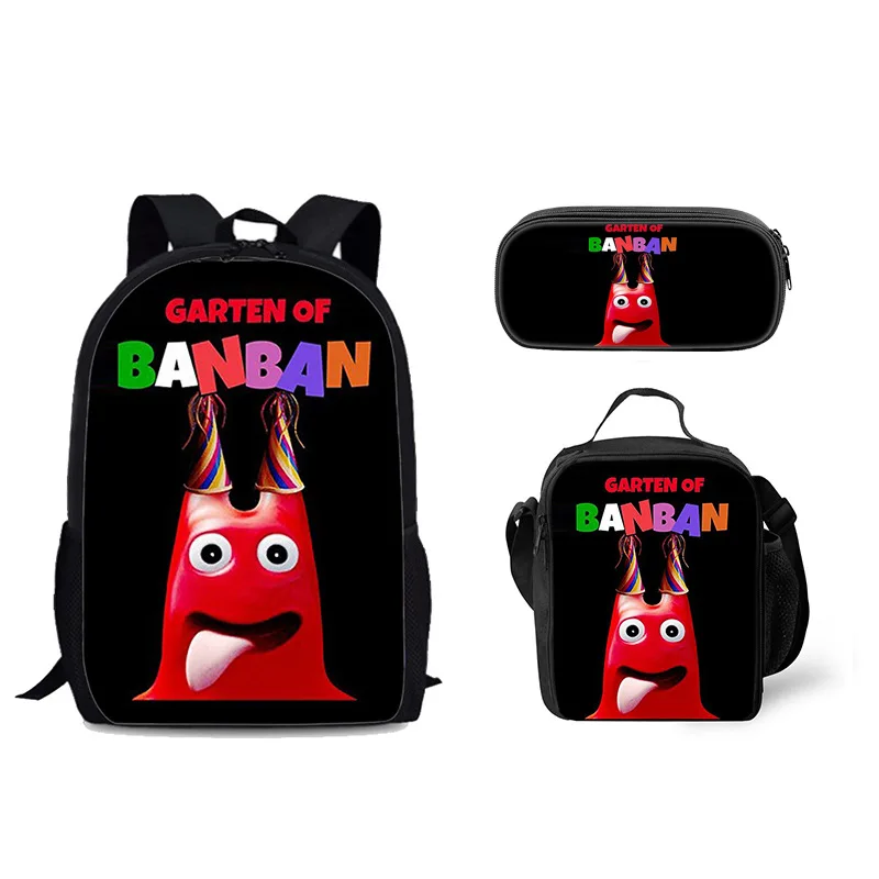 3pcs/set Garten of Banban Backpack Lunch Bag Pen Case 3D Printed Cartoon Anime Oxford Waterproof Students Boys Girls Schoolbag