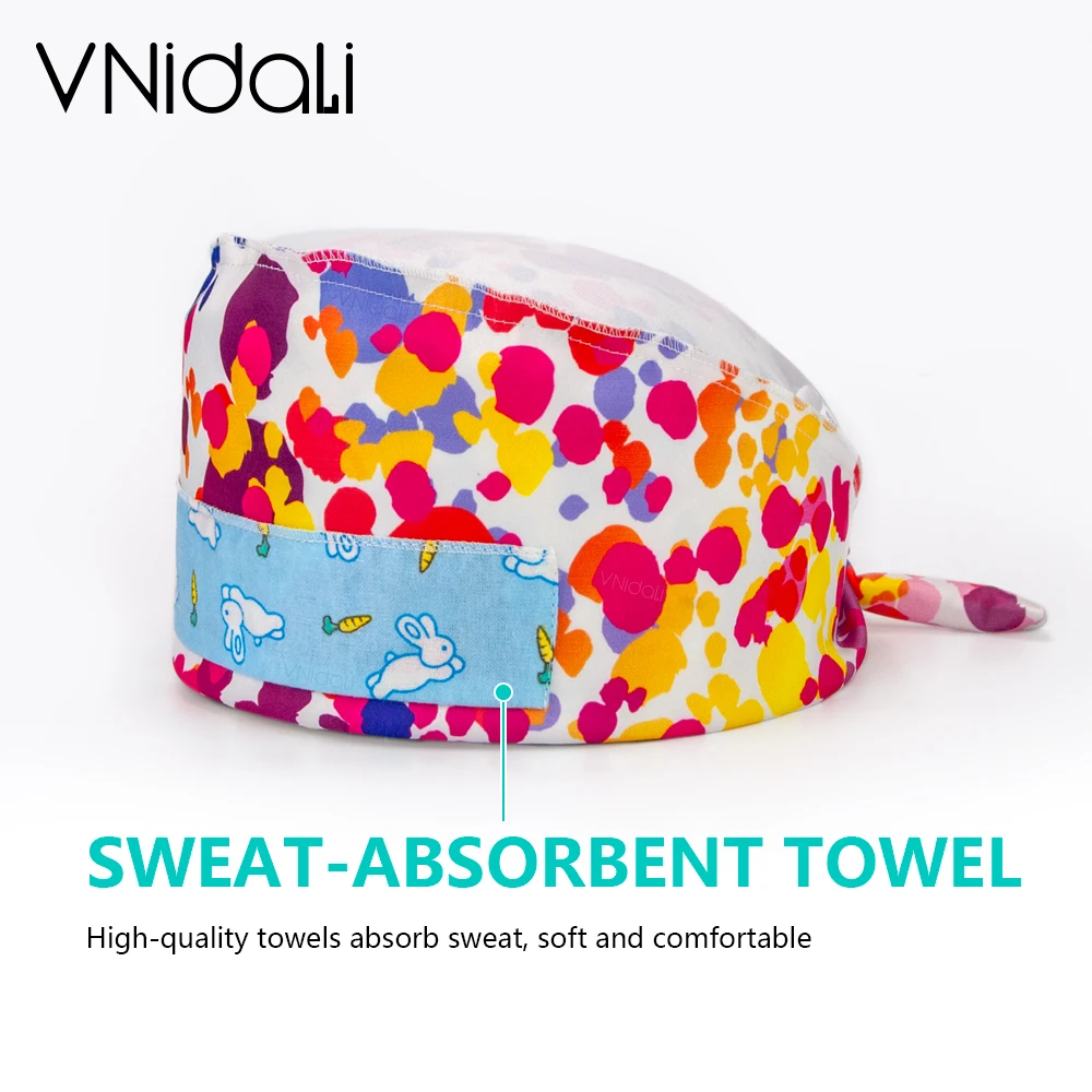 New Scrub Nurse Hat button nurses hat Fashion Multicolor Nurse Scrub Caps Adjustable Bandage Turban Surgical Doctor nursing hat