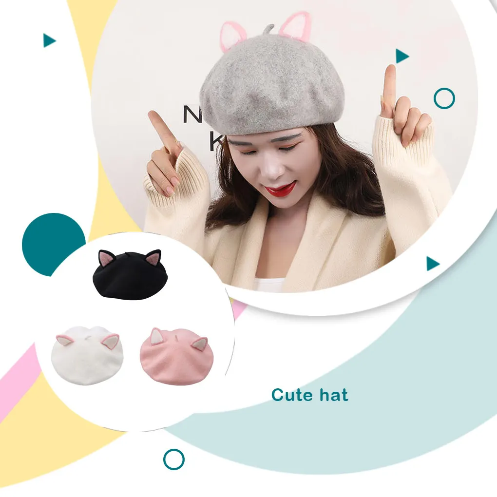 

Woman Berets Hat Cute Festival New Year Office Dating Warm Cap Birthday