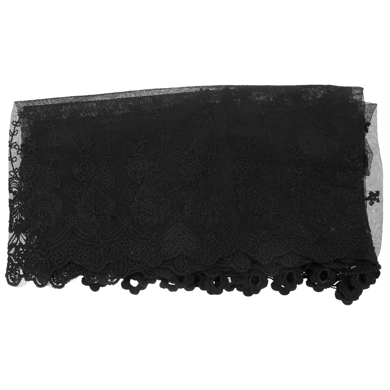 

Muslim Catholic Bride Wedding Embroidered Veil Lace Shawl Mesh (Black) Dress Mantilla Fabric Cape