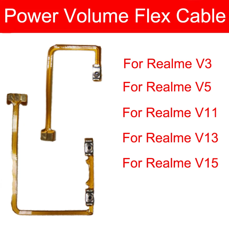 

Гибкий кабель питания и громкости для Oppo Realme V3 V5 V11 V13 V15 5G Power, Боковая кнопка громкости, гибкая лента, запасные части для ремонта