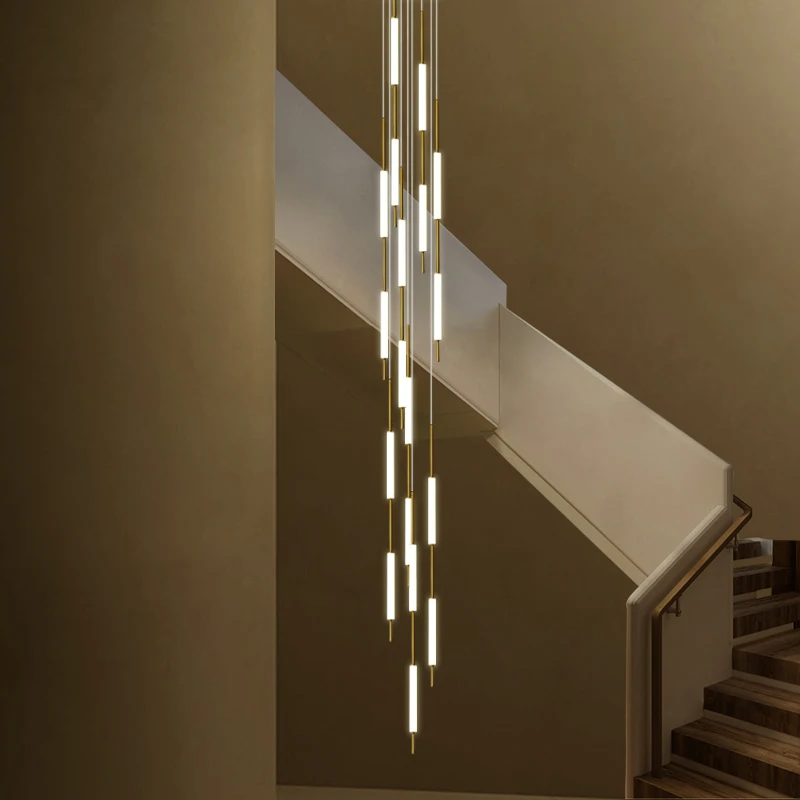 

Minimalism LED Attic Villa Living Room Ceiling Pendant Lights 2023 Designer Lamp Nordic Hanging Long Staircase Chandelier