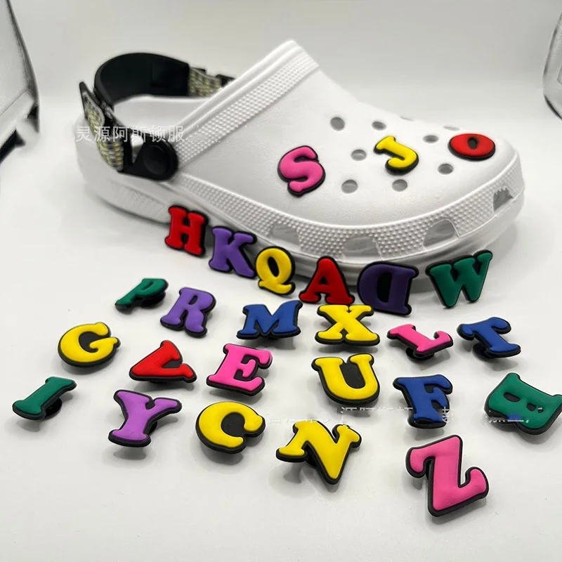 

Wholesale Crocs Decorations jibbitz Colourful letters Shoes Accessories Shoe Buckle PVC Soft Adhesive Shoe Charms For Crocs