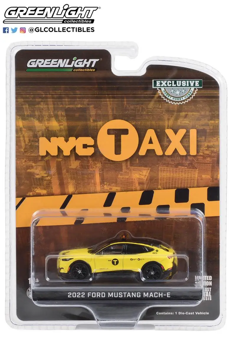 

GreenLight 1/64 2022 Ford Mustang Mach-E Taxi Collector Edition Metal Diecast Model Race Car Kids Toys Gift