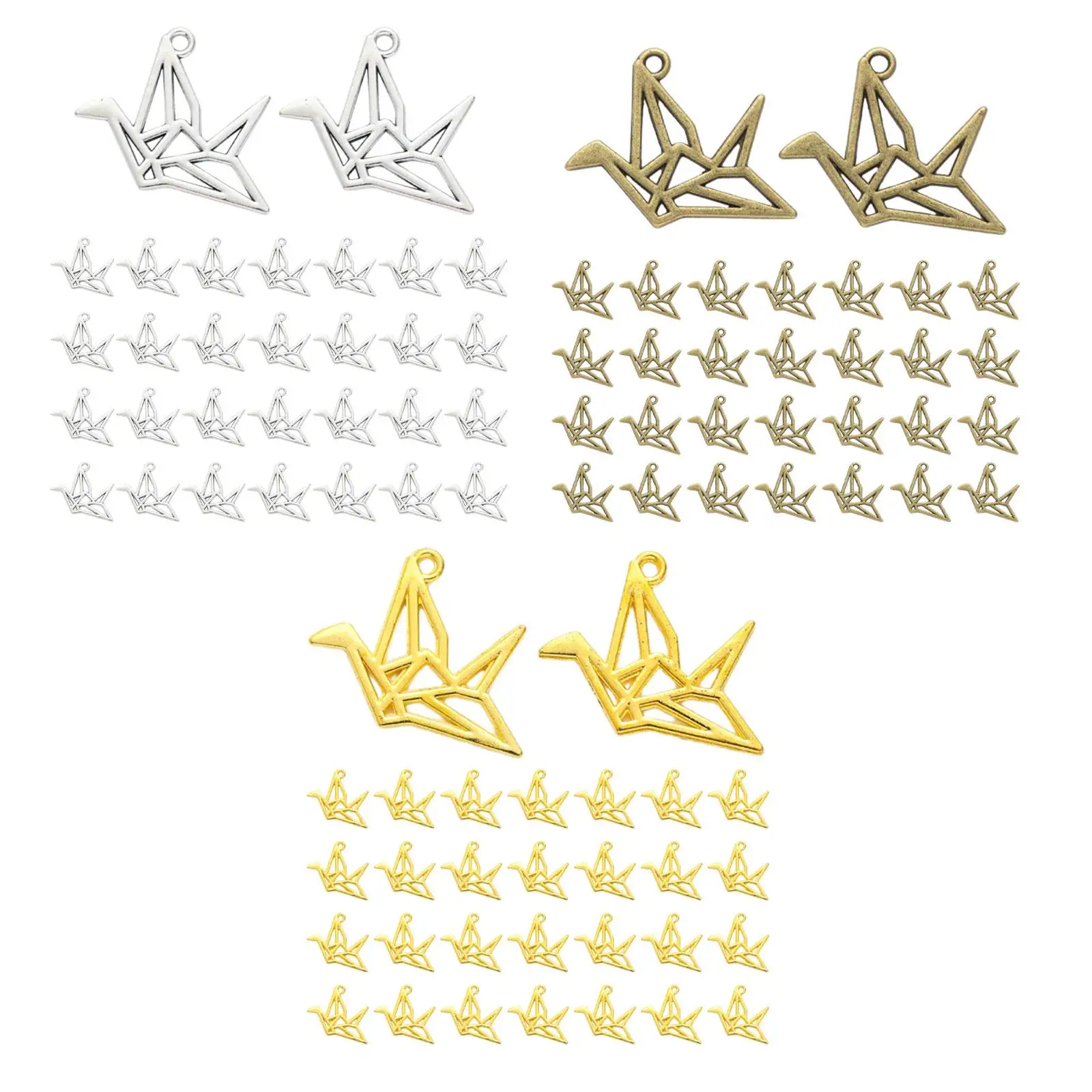 

30Pcs Origami Crane Charms Hollow for Earrings Handmade Keychain Decorations