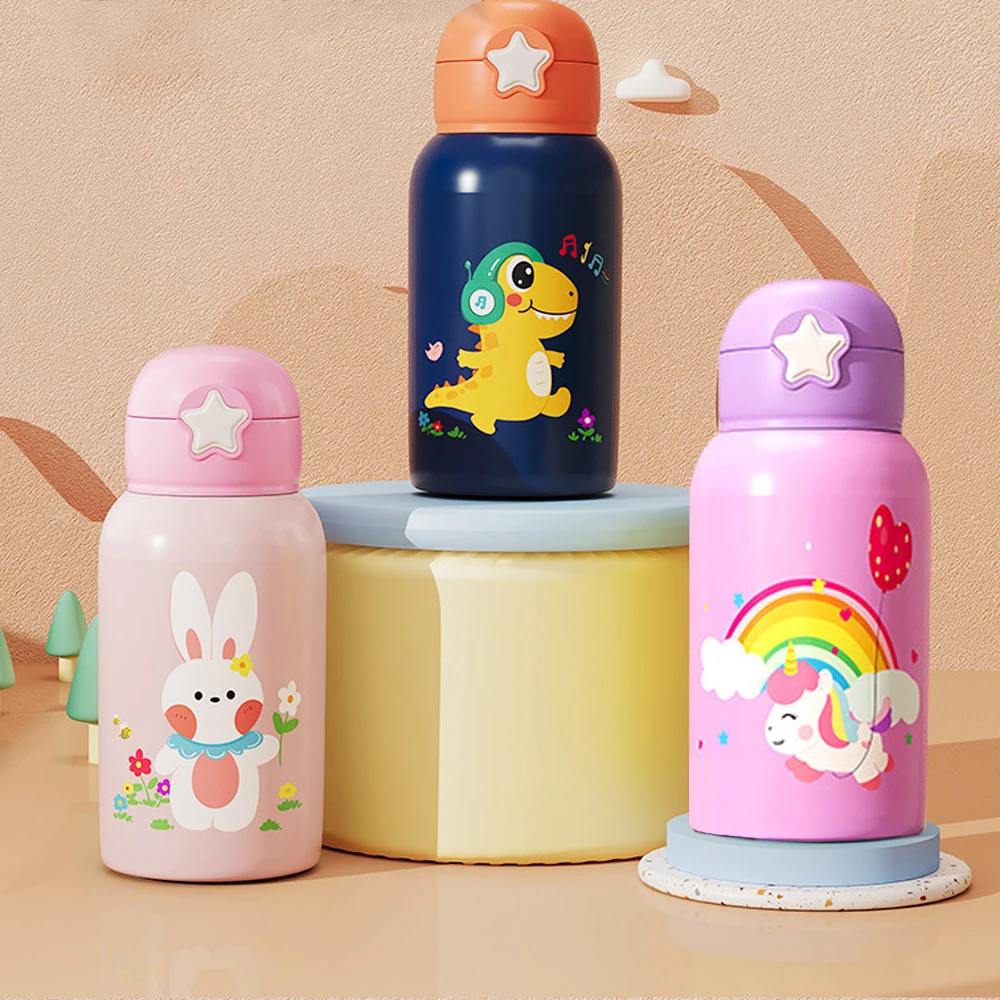 500ml Cute Children Thermal Bottle Unicorn Kids Water Bottle 316 Stainless Steel Thermos Mug With Straw For School Vacuum Flacks