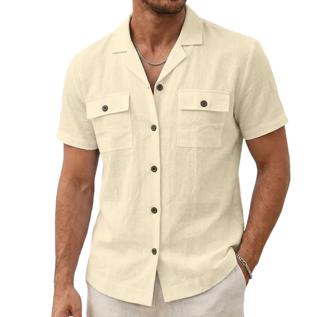 Short Sleeve Cotton Button Down Shirt - Premium Retro Hawaiian Resort-Ready Tee 4