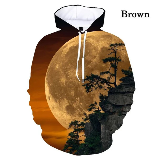 

Pullover Sweatshirt 3D Landscape Moon Dolphin Printed Hoodie Women's Autumn/Winter Unisex Cool Fashion Long Sleeve Hoodie