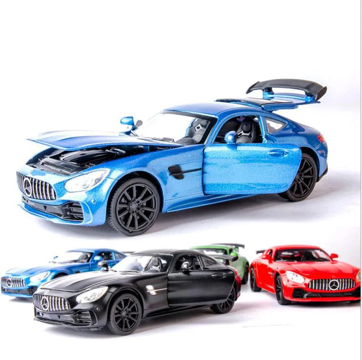 

Масштаб 1:32, Модель гоночного автомобиля mercedes Benz AMG GTR, спортивный автомобиль, Металлический Игрушечный Автомобиль для детей, подарок, оригинал
