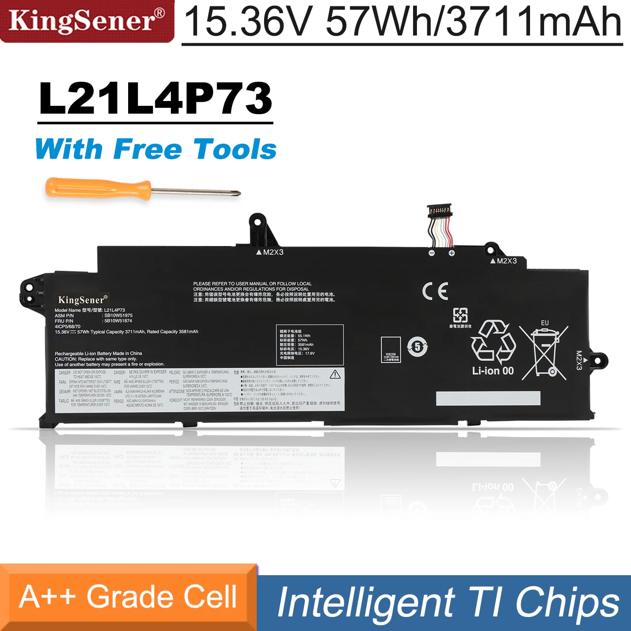 Kingsener-bateria do Portátil para Lenovo Thinkpad T14s Gen Gen 21br 21bs 21f8 21f9 Série 4icp5 68 70 L21m4p75 L21b4p71 L21l4p75