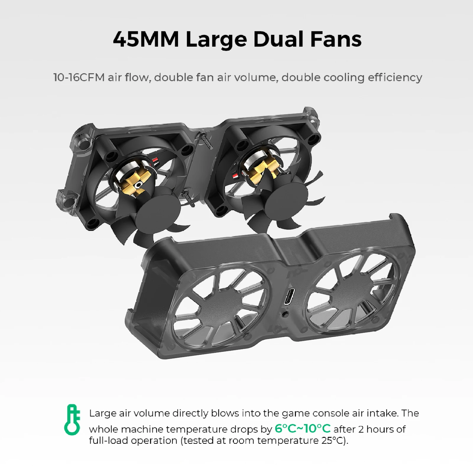 로지온 고 게임 콘솔용 ROG AllyX용 스팀 데크용 듀얼 팬 도크, 1016 CFM 공기 흐름을 갖춘 6000RPM 자기 냉각 팬 쿨러