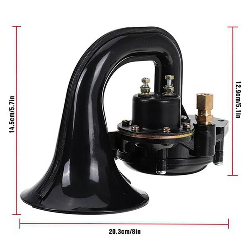 12V/24V Auto Air Horn Loud Truck Trumpet Air Horn With Electric Valve Flat For Car Vehicle Trucks Bus Van Train