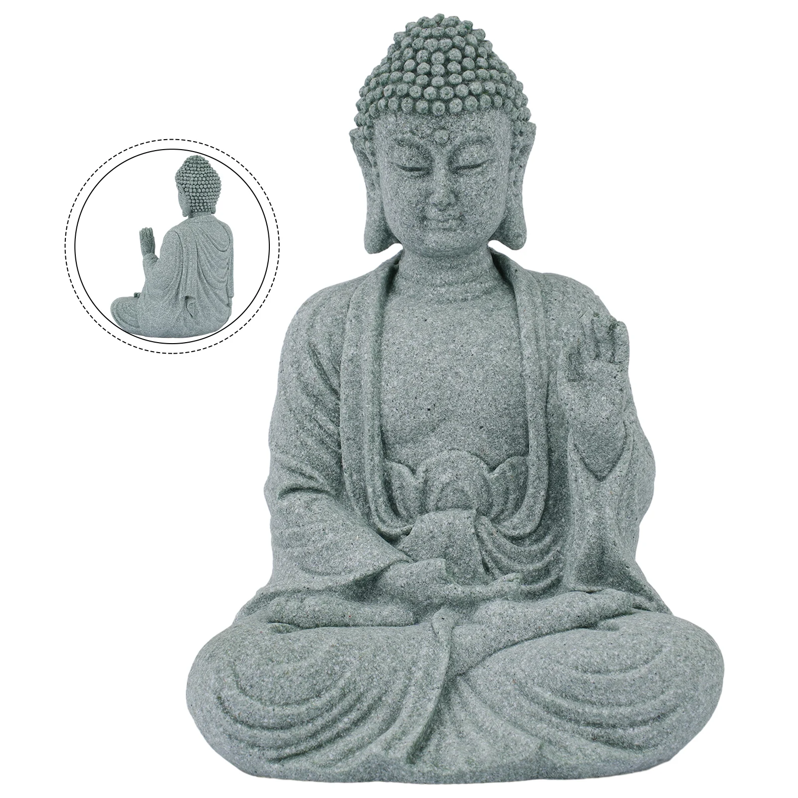 

High Quality Indoor Outdoor Sitting Buddha Resin Sandstone Resin Statue Decor Stone Zen Effect For Home Garden