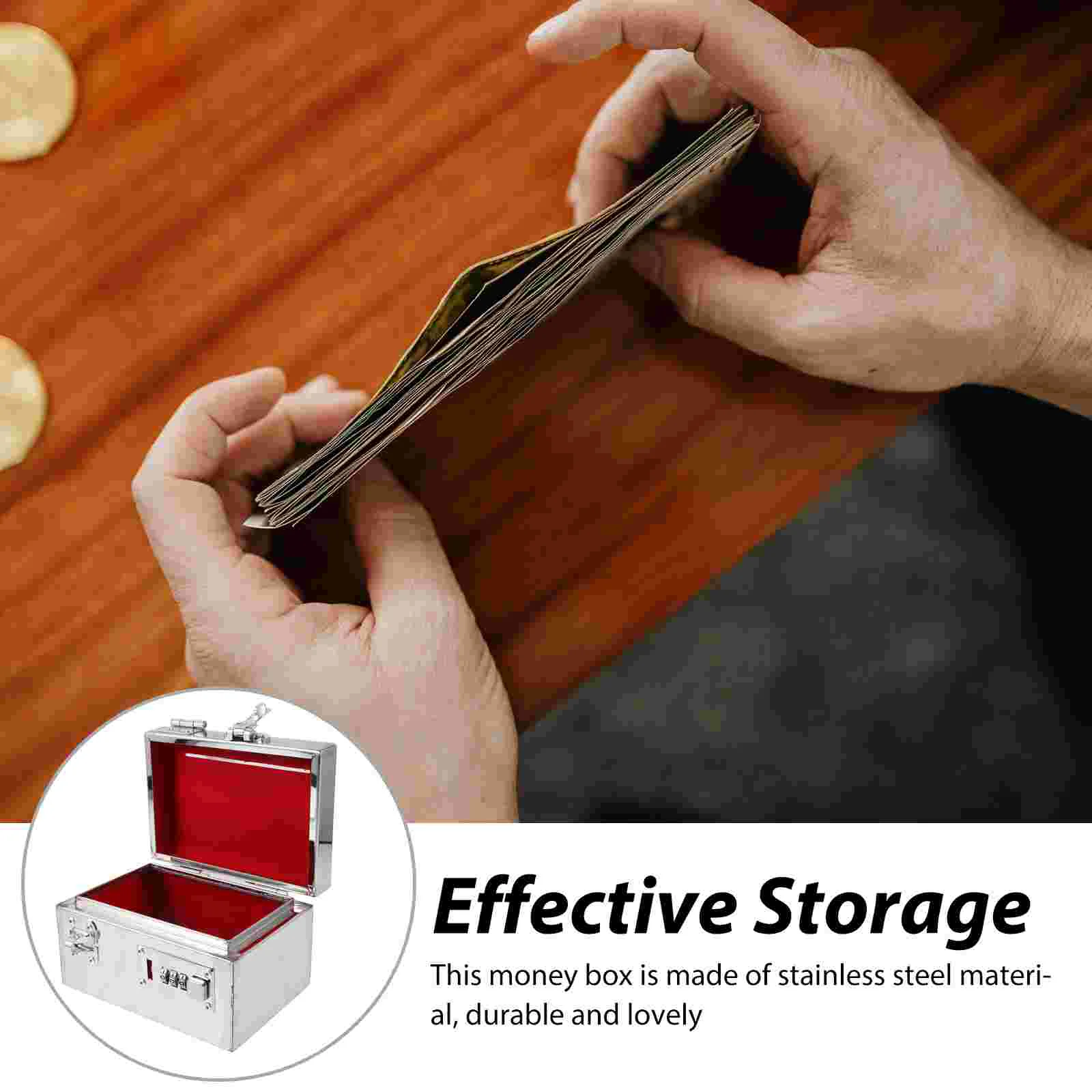 Password Box Piggy Bank Banks For Adults Stainless Steel Coin Men's Wallets Savings Metal Unique Water Proof 2