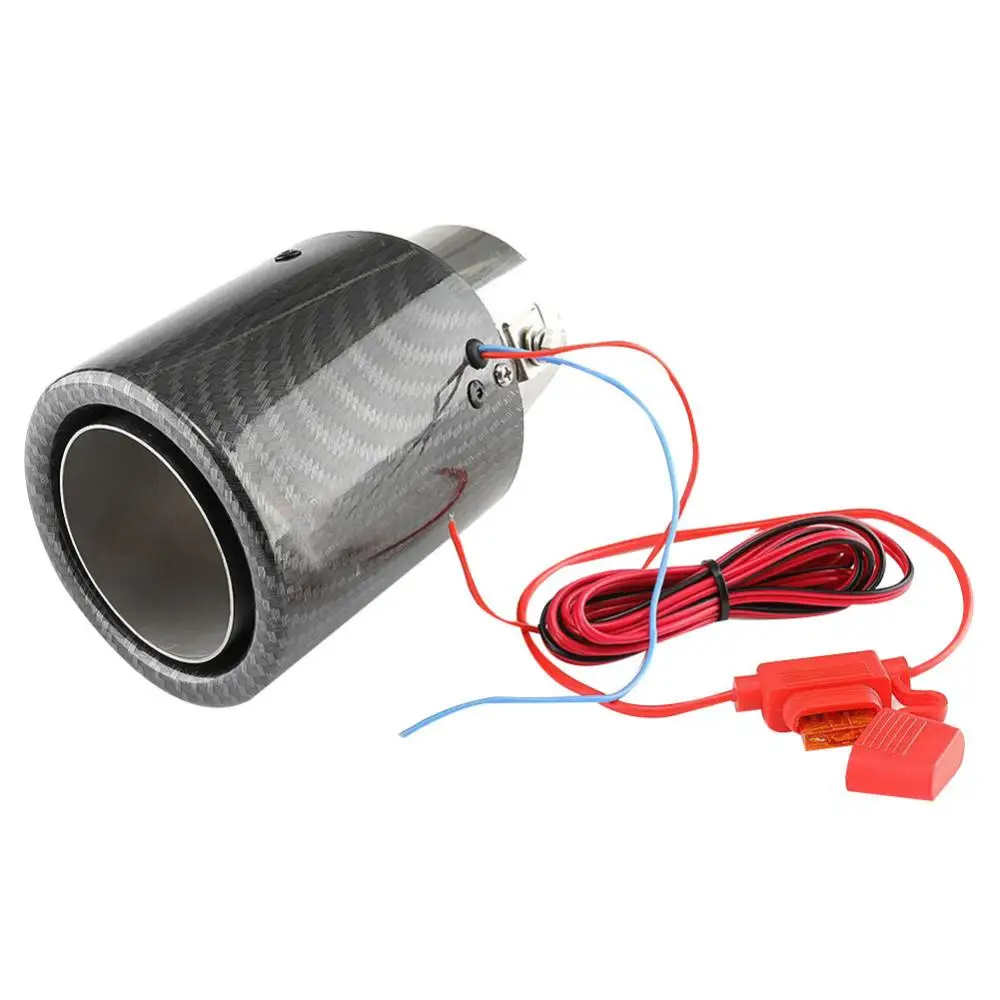 

Tail Pipe Muffler Tip Universal Car Carbon Fiber Exhaust with Red/Blue LED Light