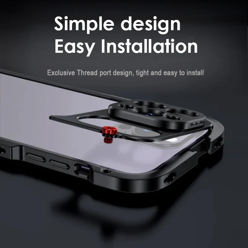 Metal Mobile Phone Cage iPhone 15 Pro 14 13 Pro MAX External 17mm Lens Adapter Vlog Stabilizer Mic Lights Microphone Handle camera cage phone cage phone shooting rig camera handle grip camera handle