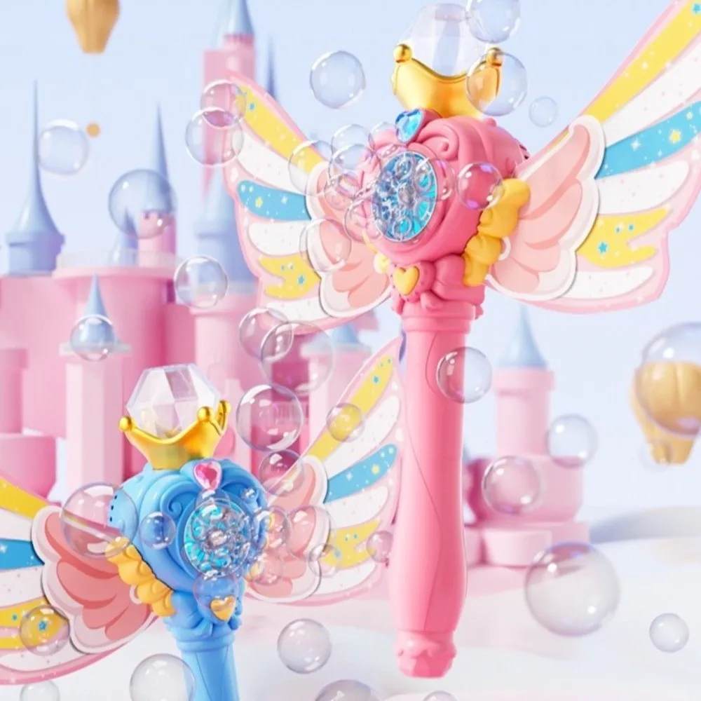 Gift Automatic Electric Bubble Maker Luminous with Wings Bubble Machine Handheld Bubble Blower Toys Wedding Party