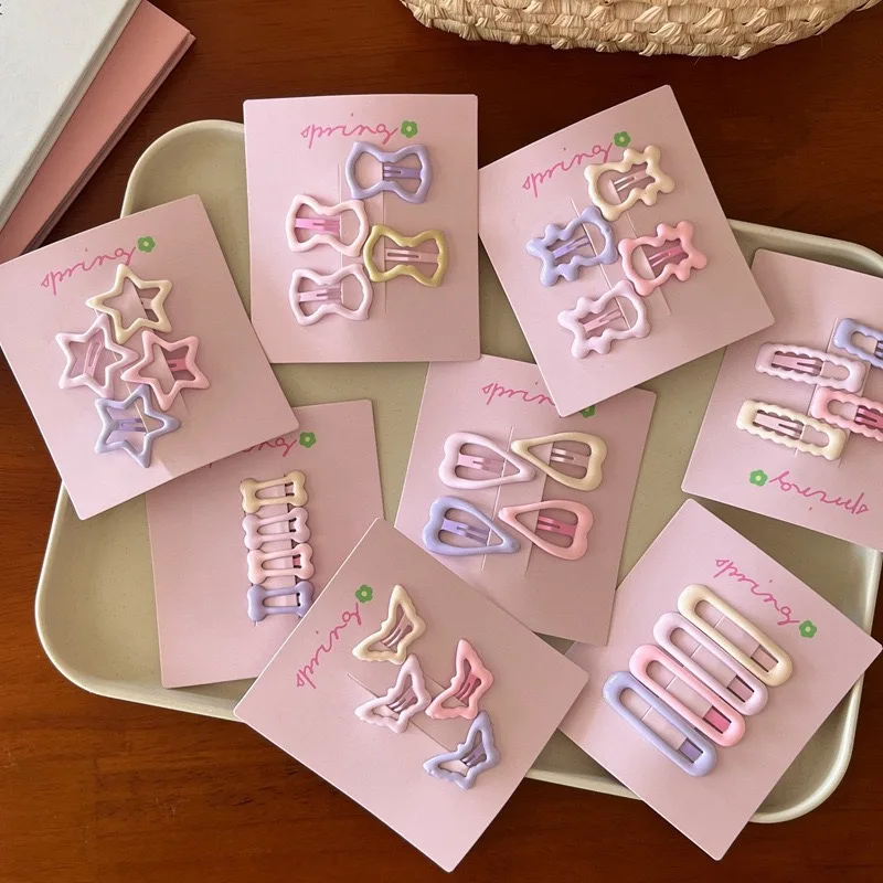 Pinces à cheveux étoile mignonnes, frange latérale pour fille, accessoires pour cheveux, petite pince, décorations pour cheveux pour enfants, accessoires pour enfants, 4 pièces/ensemble