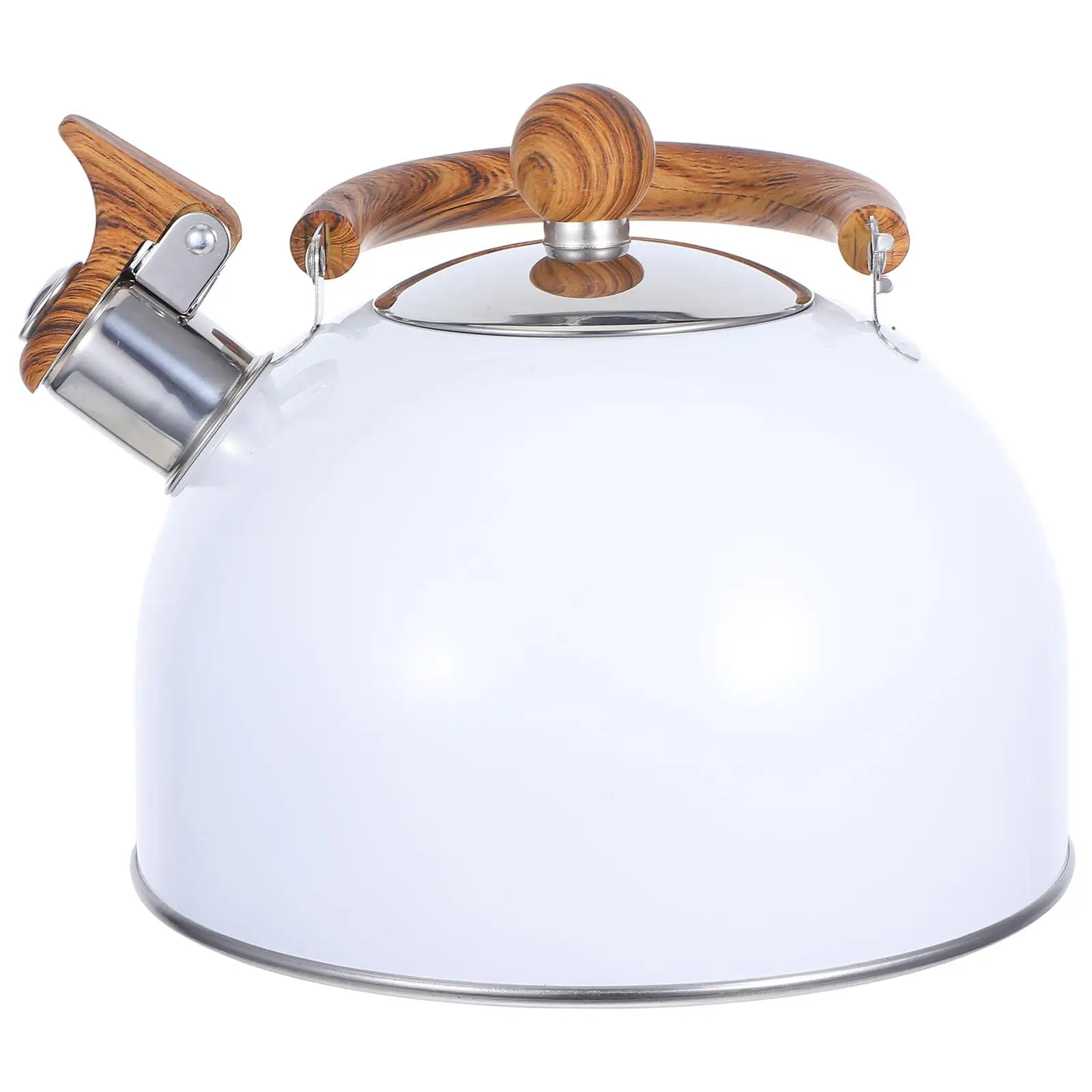 White Kettle Home Use Teakettle Thermometer Water Heating Boiling Container Whistle Stainless Steel Kitchen