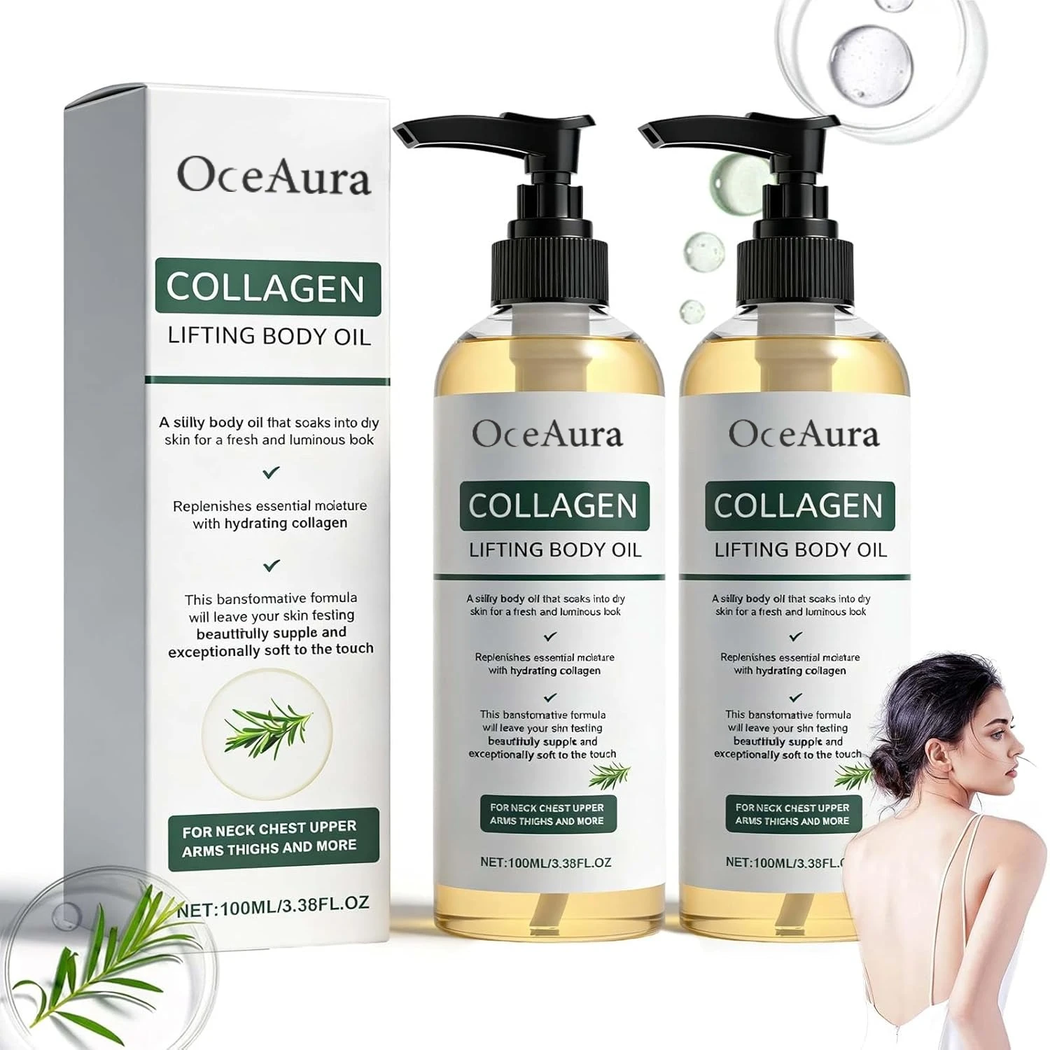 Collagen Lifting Body Oil with Hydrating Formula Body Moisturiser For Female After Shower Body Skin Massage Essential Oil 100ml
