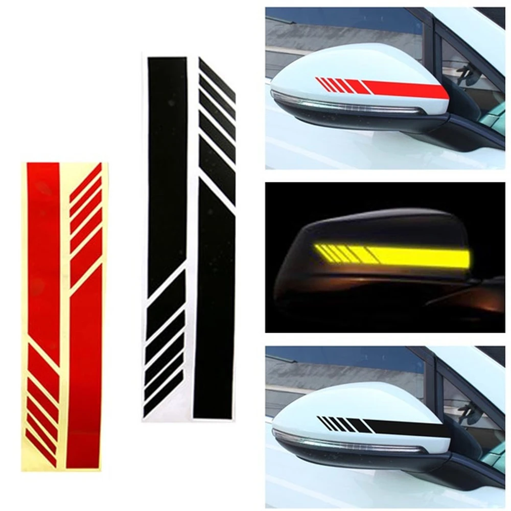 

2pcs Decal Reflective Door Vehicle Car Self-Adhesive Rearview mirror Sticker Racing Strips Side Rear View Mirror Decor decor
