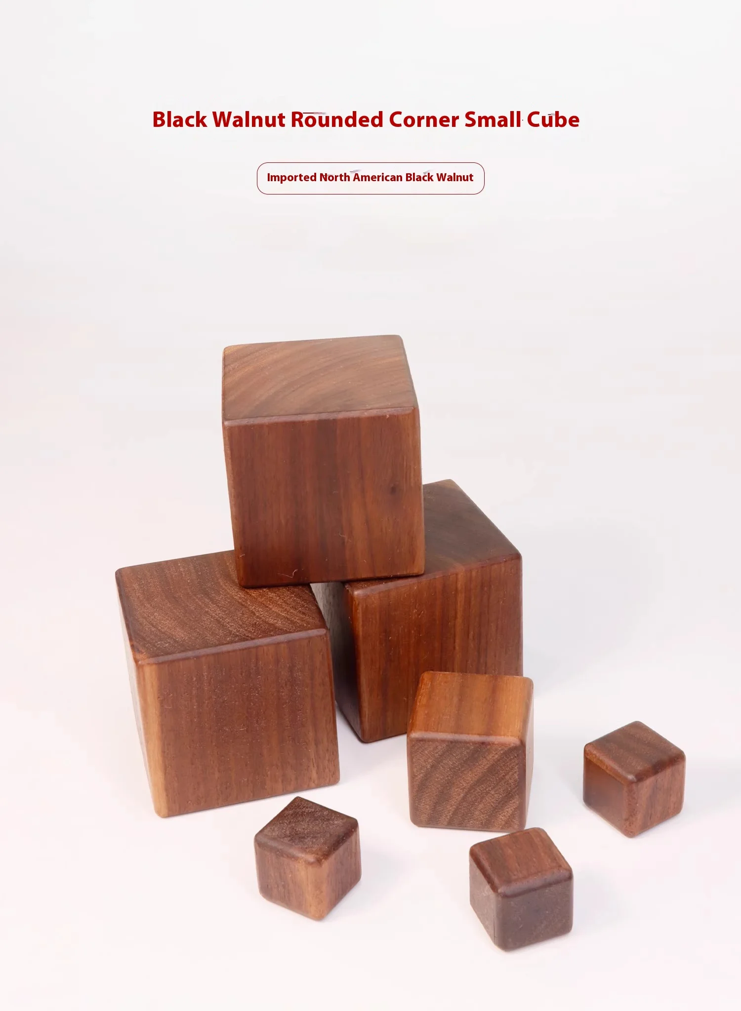 Description Picture 6 of itemBlack Walnut Cube Rounded Solid Wood Square Handmade DIY Wood Surface Polished Solid Wood Base