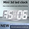 Mini 3D Digital Clock LED Electronic Alarm Clock Wall Clocks Wall-mounted Luminous Light Desk Decorating Table Decorations Home 1