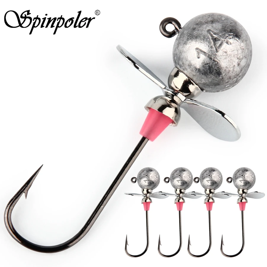 Spinpoler Propeller Ball Jig Head Hooks 5g 7g 10g 14g Swimbait Fishhook  Classic Long Shank Jig Hook Fishing Tackle 2pcs/Tackle