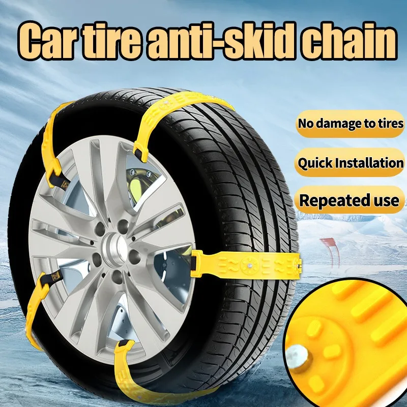 For Snow Mud Ice Tire Chain Straps Automobile Cow Tendon Steel Nail Tire Anti-skid Chain Traction Blocks Emergency TPU Anti-Skid