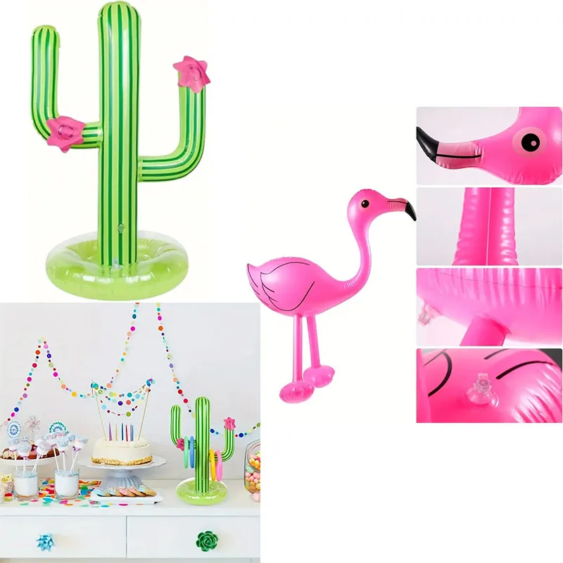 Windproof Inflatable Palm Tree and Parrot Decor Set Essential for Summer Pool Parties Beach Weddings Tropical Theme Events