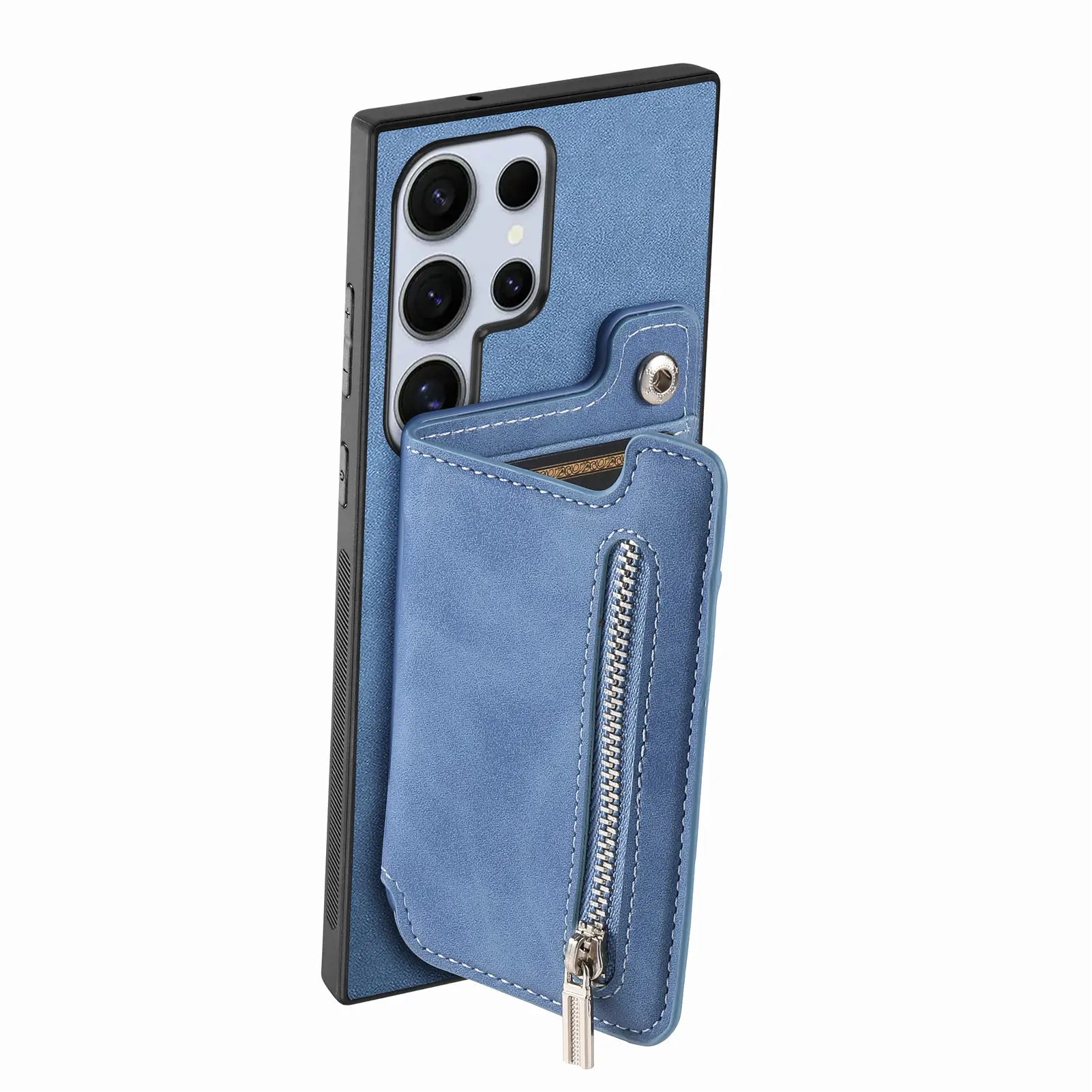 2 in 1 Magnetkarten-Solt-Reißverschluss-Geldbörse Abnehmbare Lederhülle für Samsung Galaxy S24 Ultra S23 Plus A05 A55 A15 A25 Taschenabdeckung_voghion.com