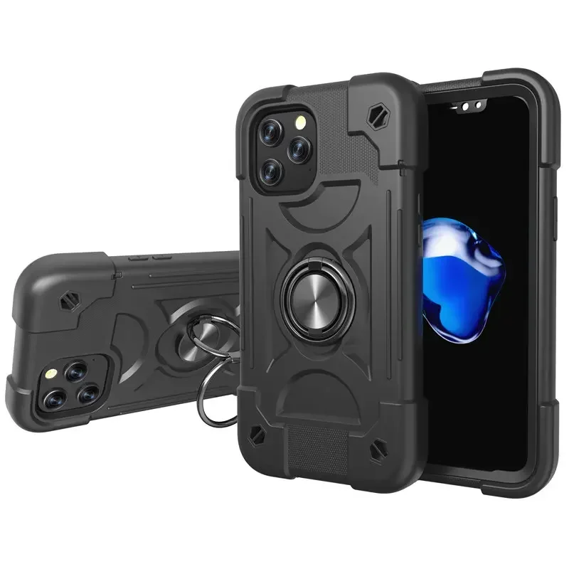 Colorful Rugged Armor Bumper Shockproof Phone Case with Ring Holder