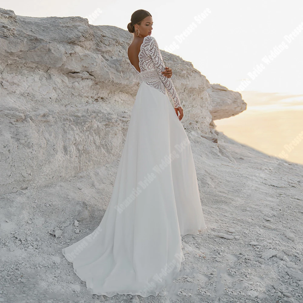 White Deep-V Wedding Dresses For Women 2024 Popular A-Line Bridal Gowns Plus Size Women Princess Vestidos De Novias Customized 2