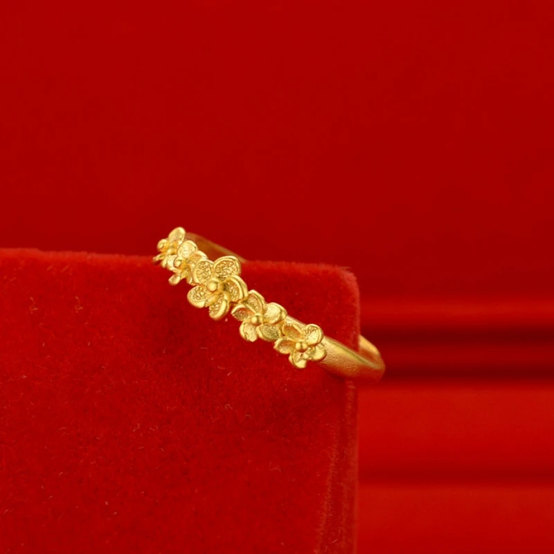 Engagement Rings for Women Gold Color Multi Flowers Thin Finger Ring Adjustable Wedding Band Vintage Jewelry Accessories Bijoux - 5